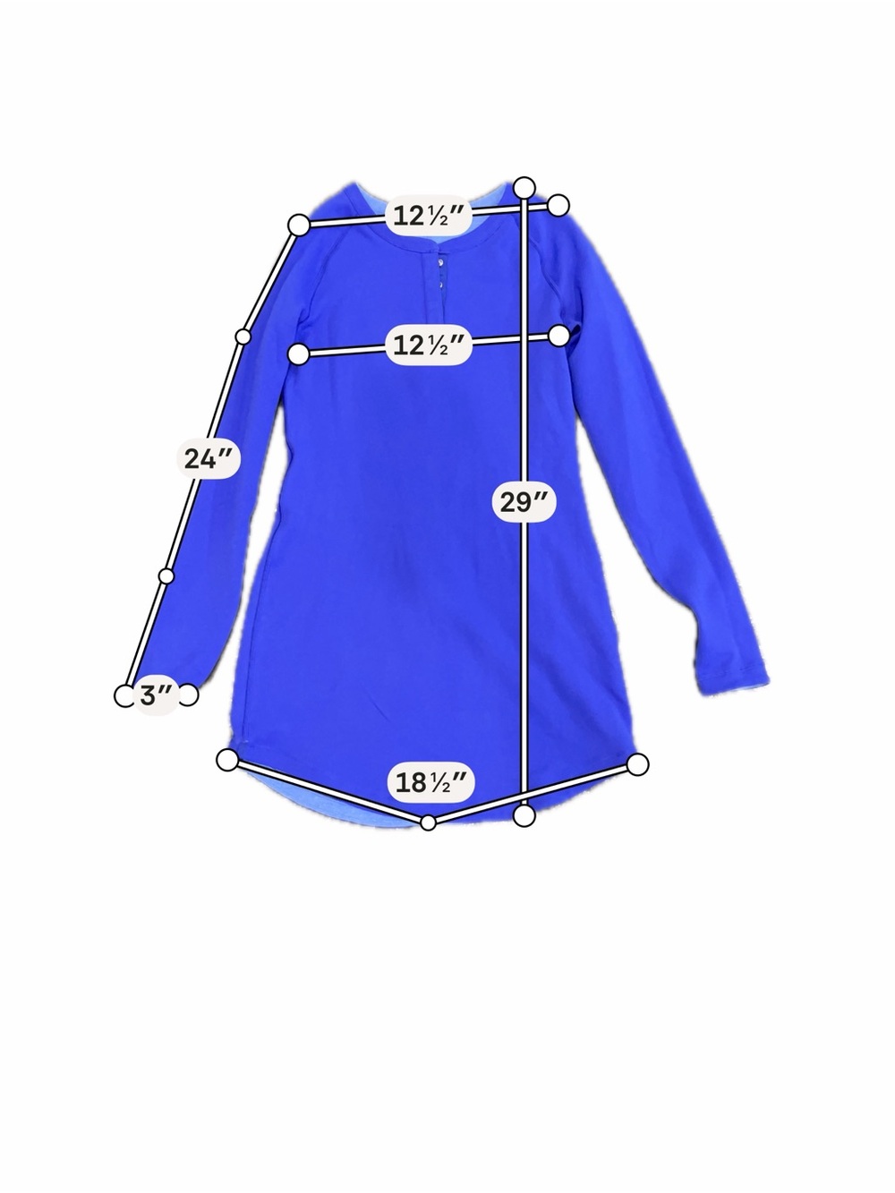 NWT Ivivva Girls Cobalt Blue Long Sleeve Henley Athletic Dress Size 12 - Picture 2 of 4